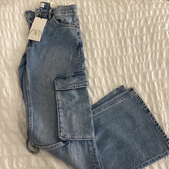 NWT Sold out Zara cargo jeans in the shade blue/ SIZE 2 - Picture 4 of 5